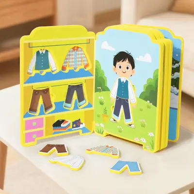 Magnetisches Ankleide-Puzzlebuch, stilles Lernbuch für Kinder