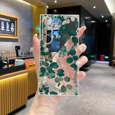 Samsung S21/S22 green leaf transparent case full coverage shockproof