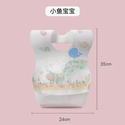 Cartoon Print Disposable Children's Bib, Waterproof Non-Woven - 10