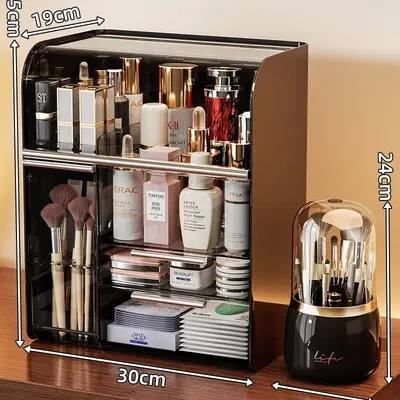 Cosmetics storage organizer box with dustproof design - 11
