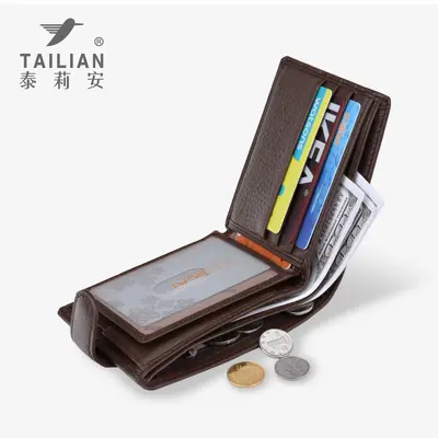 Herren-Echtleder-Kurzbörse mit Münzfach und Geschenkbox - 4