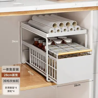 Unterschrank mit Schublade doppelschichtig Waschbeckenregal - 10