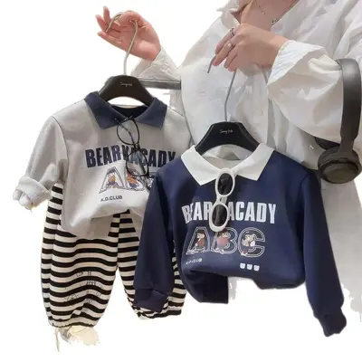 Jungen Collegestil Sweatshirt, Herbst Frühling Kinderoberteil, Umlegekragen