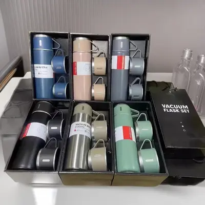 Stainless Steel Insulated Cup Gift Set, 500ml, One Cup with Three Lids, Men's Business - 4