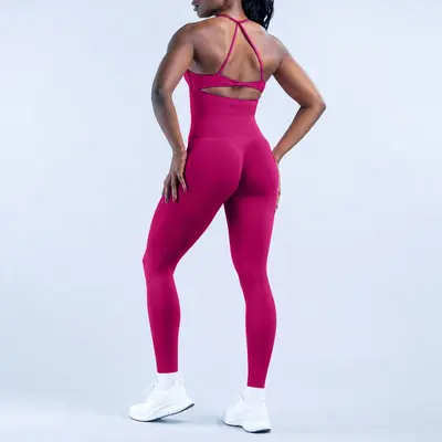 Seamless Backless Yoga Set for Women, Peach Hip Effect, Tight Running Fitness Suit - 9