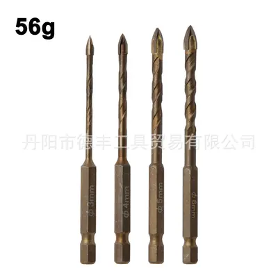 5-Piece Brown Tile Drill Bit Set, Hex Shank, Cross-Hole Glass Drill - 8