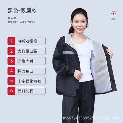 Motorcycle rain suit, two-piece, fully waterproof - 8