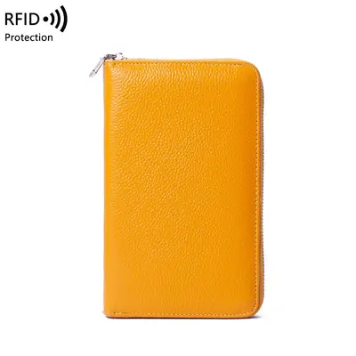 Hakiki deri çok kartlı RFID uzun cüzdan - 7