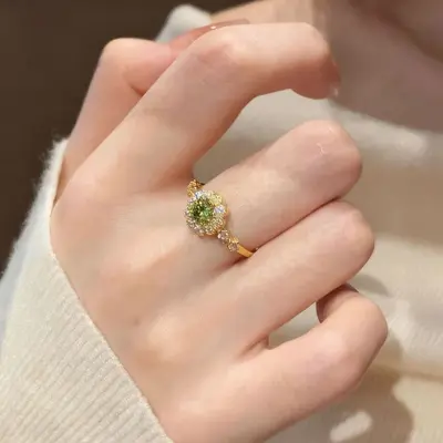 Vintage French olive green adjustable ring - 5