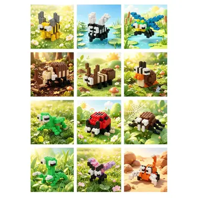 6mm Insect World Building Block Assembly Toy Small Insect Blocks Children's Educational Toy Gift Prize Wholesale