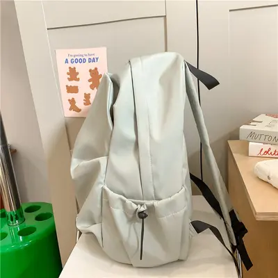 Koreanische Version vielseitiger einfarbiger Rucksack mit Falten Herren-Freizeit-Rucksack Damen-Reiserucksack Mittelschule Oberschule Schüler-Rucksack