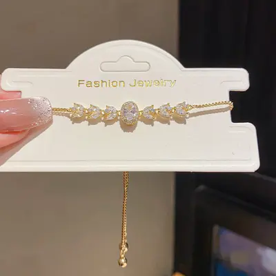 14K Gold Plated Zircon Oval Bracelet - 3