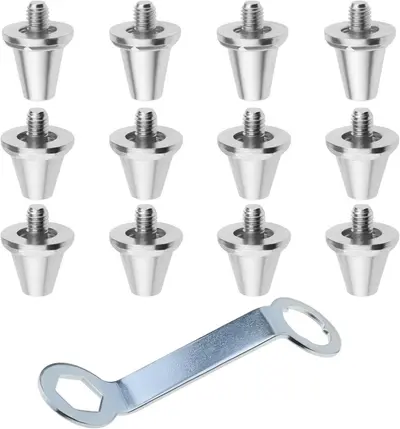 Silver Football Cleats, 11 mm and 13 mm American Football Studs