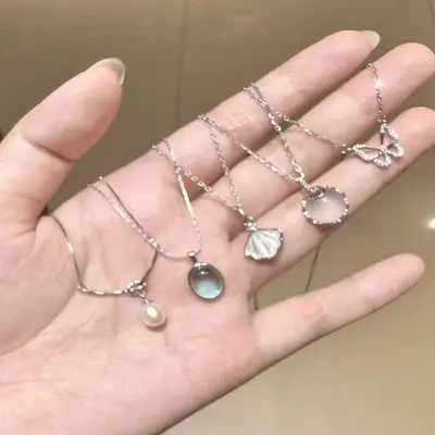 Five-Piece Moonstone Necklace Set with Choker and Collarbone Chain