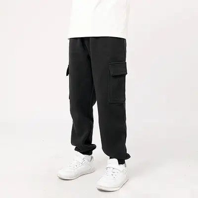 Korean Style Kids' Solid Color Sports Cargo Pants for Big Kids - 9