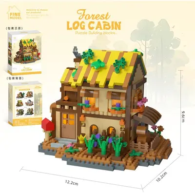 DIY Wooden Forest Log Cabin Building Block Set for Children - 11