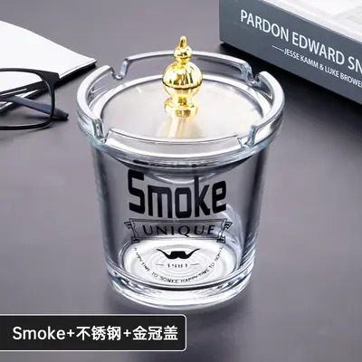 Funnel Glass Ashtray with Lid for Home and Living Room - 12