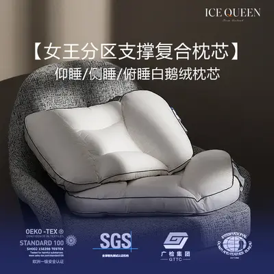 Queen Size Goose Down Pillow Insert, 48x74 cm, Low Profile