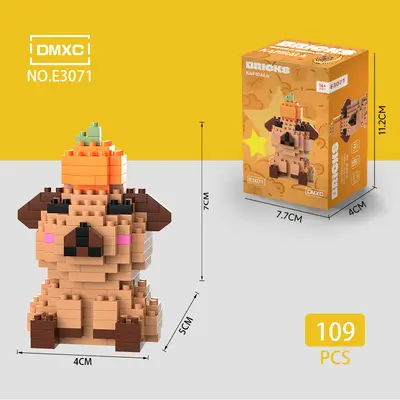 LEGO mikro parçacık yapı taşları ile uyumlu bebek Capibala küçük kapibara eğitici montaj çocuk oyuncakları Çocuk Günü hediyesi