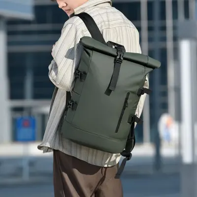 Retro Large-Capacity Men's Backpack with Laptop Compartment - 5