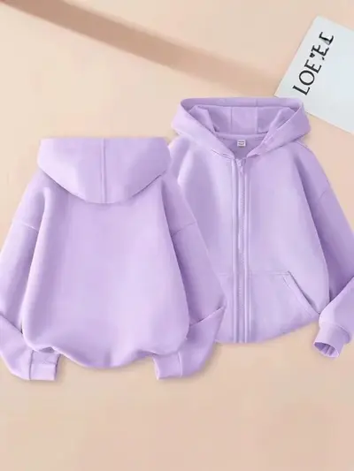 Kids' Hooded Sweatshirt, Zip-Up, Loose Fit, Spring/Autumn