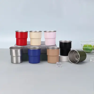 New 304 stainless steel mini wine glass single-layer corrugated edge anti-scald thermos cup outdoor camping style picnic water cup - 3