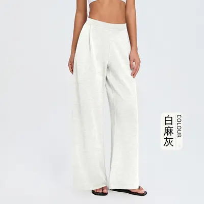 Damen-Yogahose, hoher Bund, sandgewaschener Luftschichtstoff, Falten
