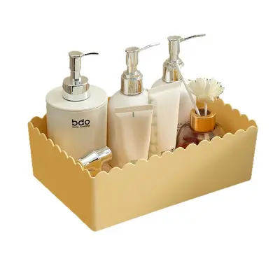 Desktop Storage Box Cosmetics Plastic Organizer Home Miscellaneous Snack Storage Basket Dorm Bathroom Organizing Box - 5