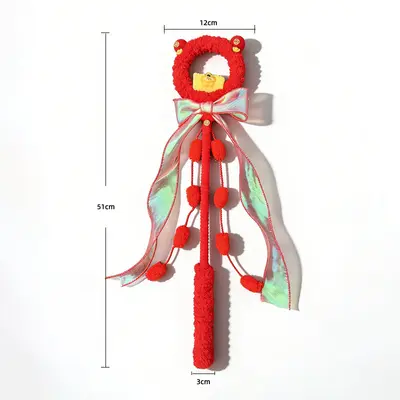 Heart-Shaped Cat Teaser Wand, Long Handle Chew-Resistant Interactive Cat Toy - 7