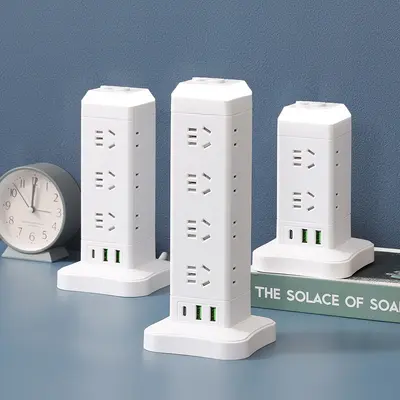 Steckdosenturm mit USB-Schnellladung, mehrere Anschlüsse, Büro und Haushalt