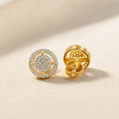 S925 Sterling Silver Moissanite Stud Earrings, Light Luxury Hip-Hop Style