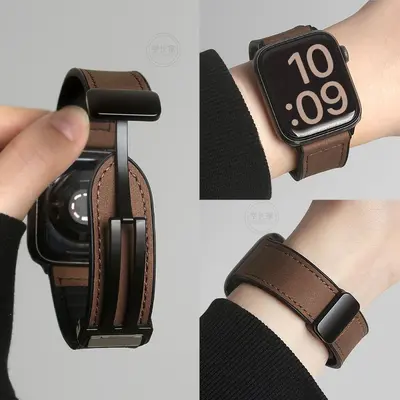 Xiaomi Mi Band 9 Pro Uyumlu Silikon Deri Kordon, Crazy Horse Desen