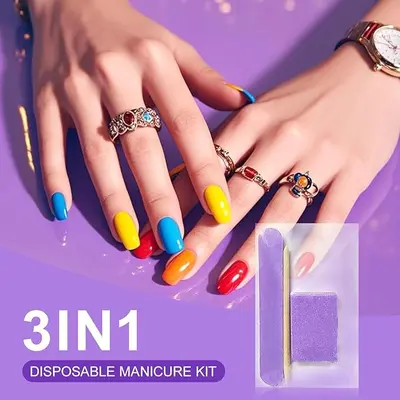 Nail Art Tool Set Sponge Nail File Wooden Sticks Wearing Nail Portable 3-Piece Set Nail Care Tools Kit Wholesale