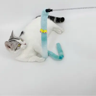 Dayanıklı Uzun Saplı Kedi Oyun Çubuğu, Peluş Sihirli Kedi Oyuncağı Kendi Kendine Oynayan