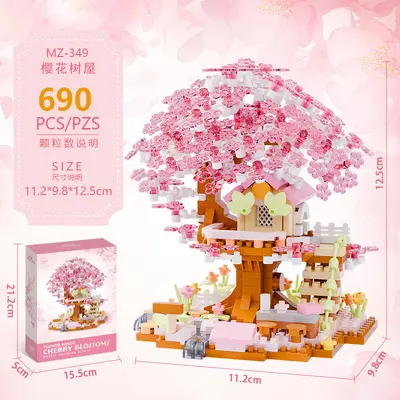 Decorative Tree House Bonsai Dust Cover and Children's Building Block Toy - 7