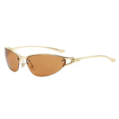 Metall-Halbrahmen-Katzenaugen-Sonnenbrille, UV400, PC-Gläser - 2