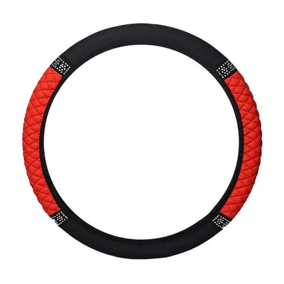 Universal Diamond-Pattern Leather Steering Wheel Cover, Four Seasons - 8