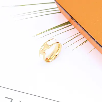 H-shaped titanium steel ring produced by CNC processing, stainless ring for women with enamel couple ring, fashionable versatile jewelry, cool - 11