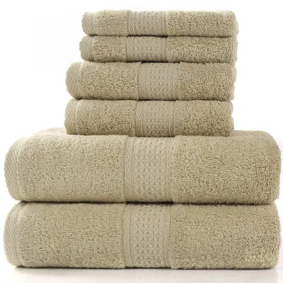 Saf pamuklu havlu, emici banyo havlusu, 6 parçalı set - 7
