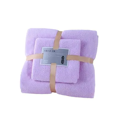 Mercan kadife banyo havlı seti, 2 parça, emici ve yumuşak - 6