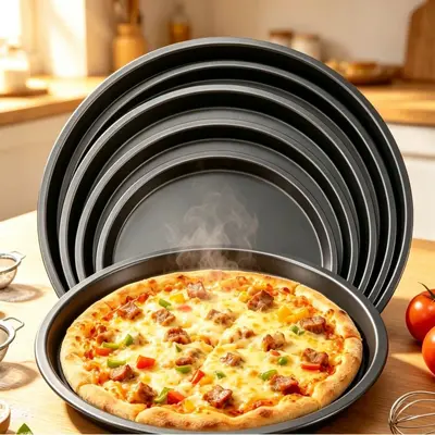 Round Carbon Steel Pizza Pan, Non-Stick, for Home and Commercial Use