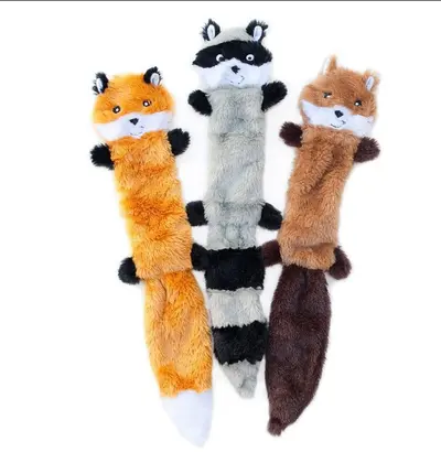 Leather Shell Plush Dog Toy, Squeaky, Durable Chew Toy - 7