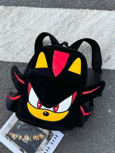 Black Plush Backpack for Middle School and Travel - 6