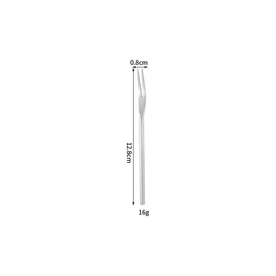 Japanese-Style 304 Stainless Steel Fruit Fork and Long Handle Coffee Stirring Spoon - 7