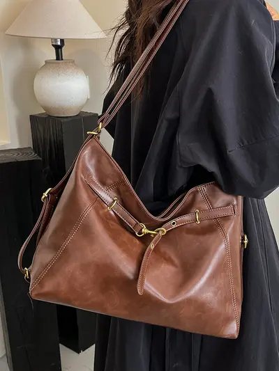 Women's Backpack, Solid Color, Large Capacity, Multi-Compartment Daily Tote - 5