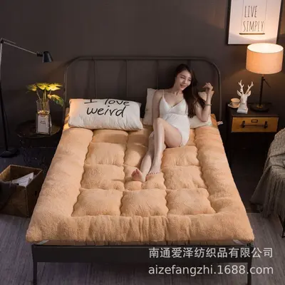 Lamb wool polar-lined thickened bedding winter soft pillow home double bed quilt floor mat bed student dormitory tatami - 8