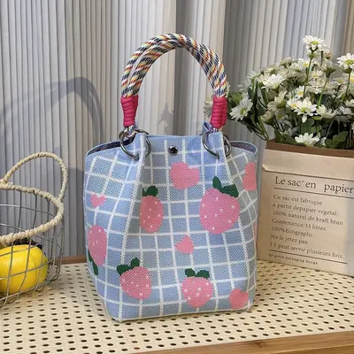 Large Capacity Ring Handle Knitted Tote Bag Korean Style Wedding Gift Bag Women's Hand Carry Bag Wholesale - 13