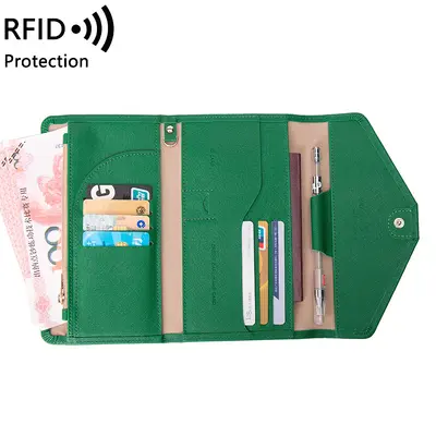 RFID pasaport cüzdanı, üç katlı, deri, seyahat için - 12