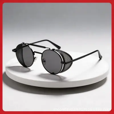 Steampunk Round Mesh-Style Sunglasses for Men and Women - 3