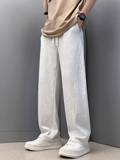 Herren-Freizeithose gerades Bein, Jogginghose mit weitem Bein